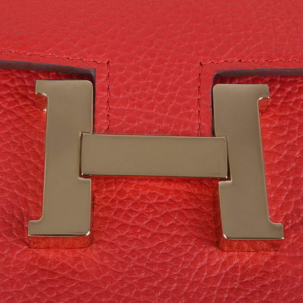 Cheap Fake Hermes Constance Long Wallets Red Calfskin Leather Gold